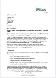 School Libraries Matter – A Message from UNISON Fife